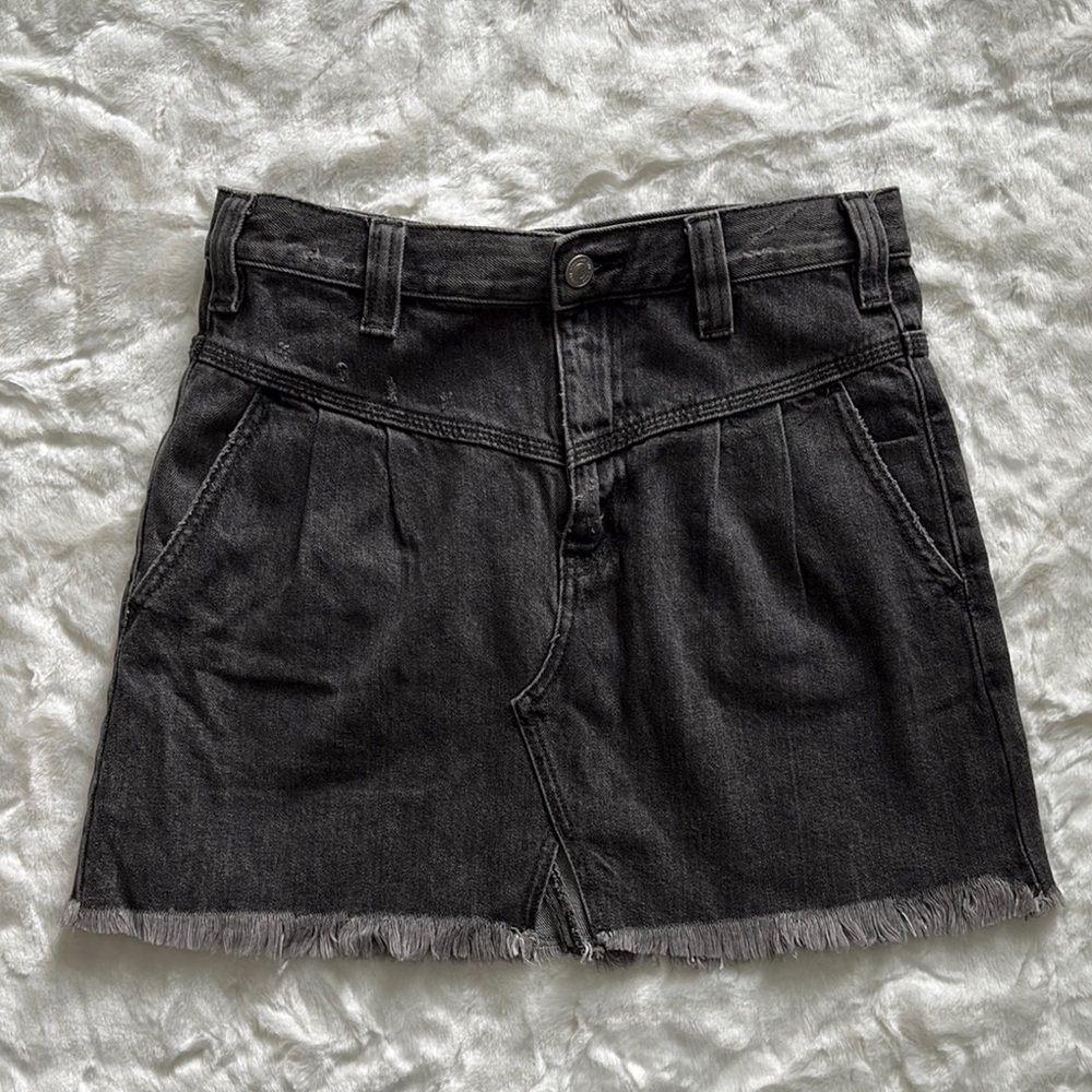 We The Free Black Skirt with Frayed Hem